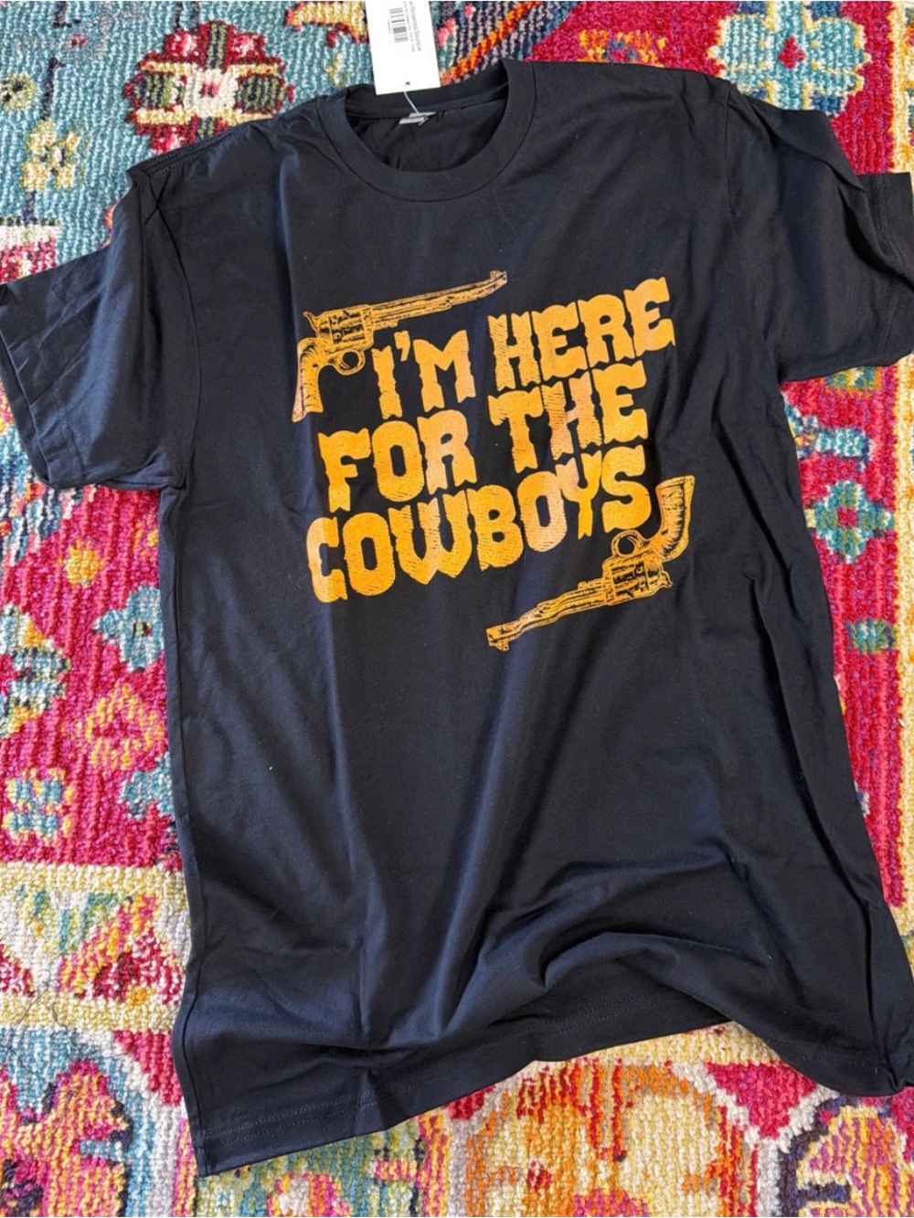 Black unisex T‑Shirt with Yellow 'I'm Here for the Cowboys' Graphic